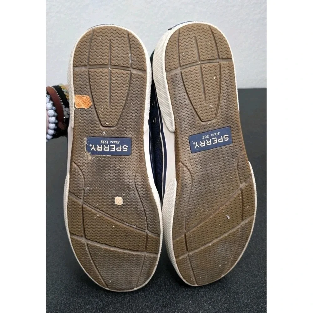 Sperry Top-sider Halyard CVO Plaid Men 8 Memory Foam Navy Sneakers Shoe Nautical